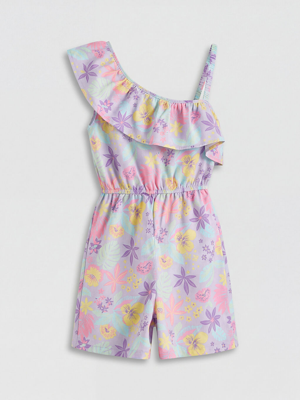 Lila Desenli Kız Çocuk Tulum