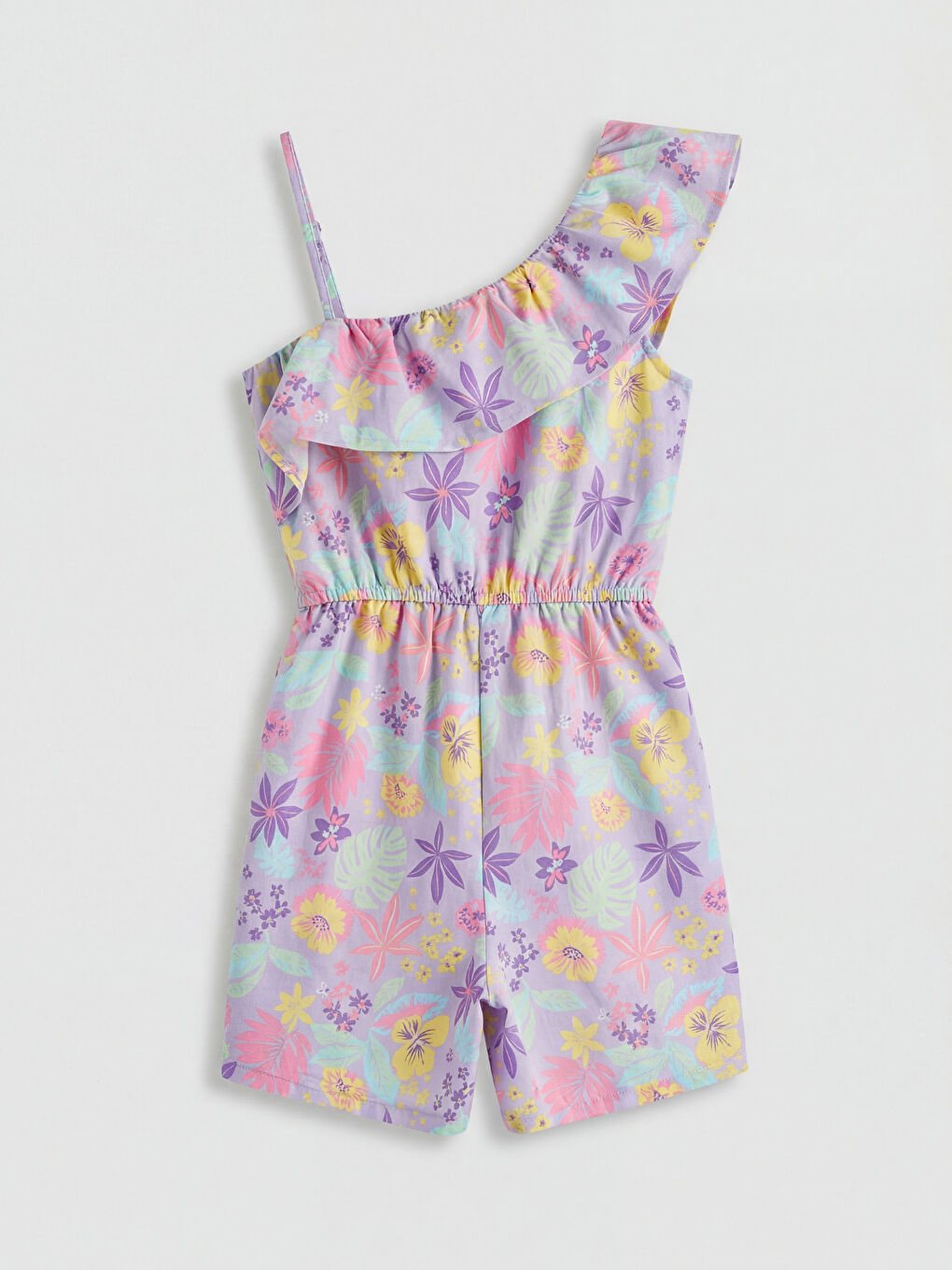 Lila Desenli Kız Çocuk Tulum-1