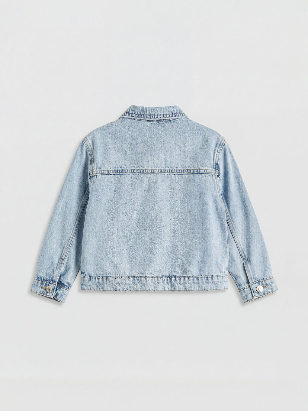 Mavi Gömlek Yaka Çiçekli Kız Çocuk Jean Ceket-1