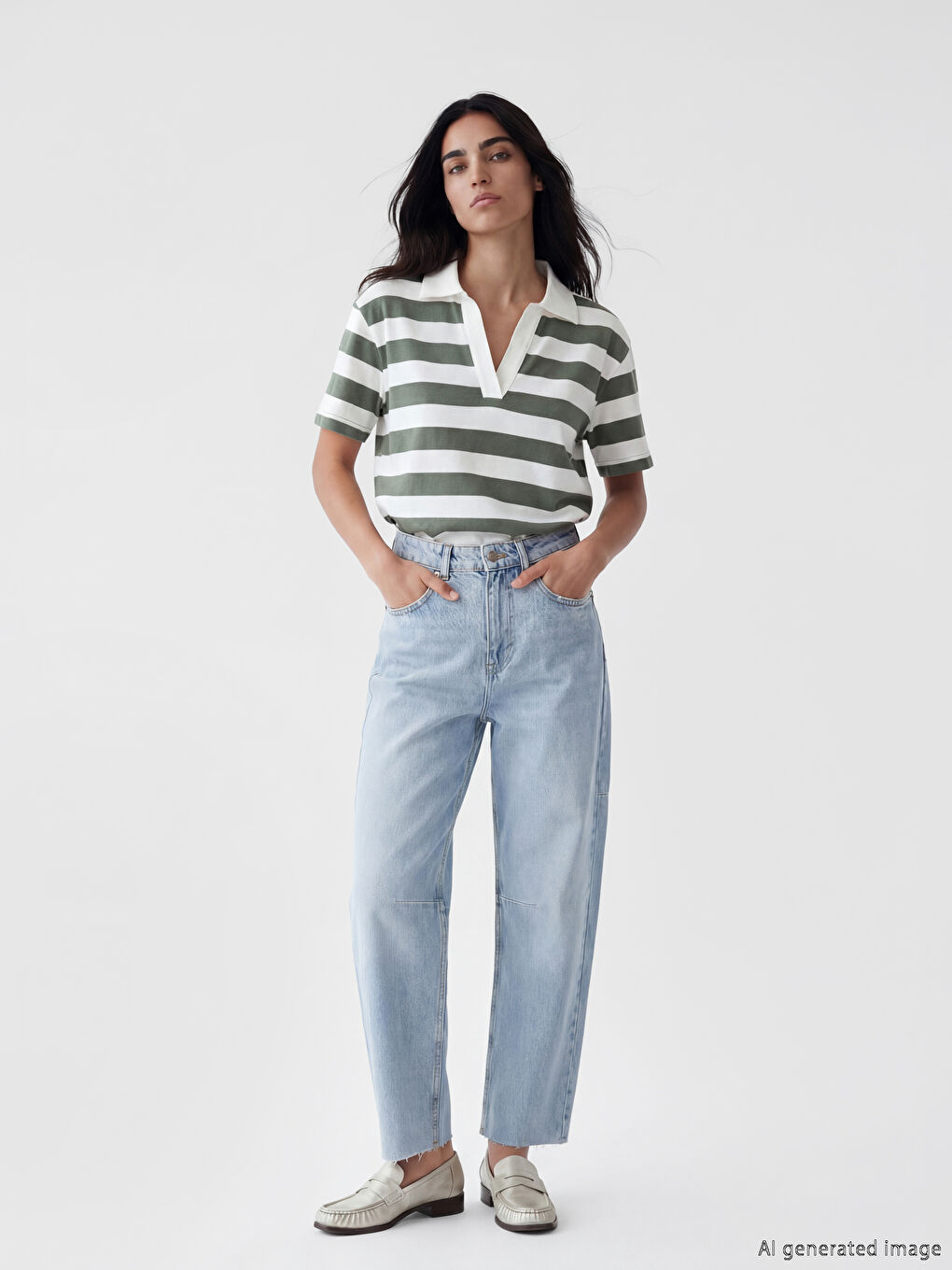 İndigo Barrel Fit Kadın Jean Pantolon