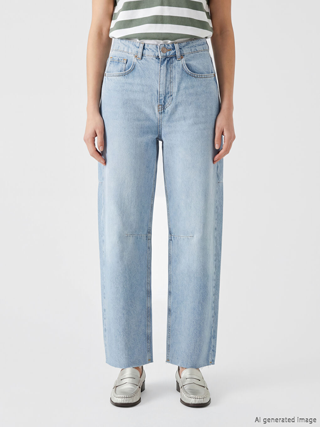 İndigo Barrel Fit Kadın Jean Pantolon-1