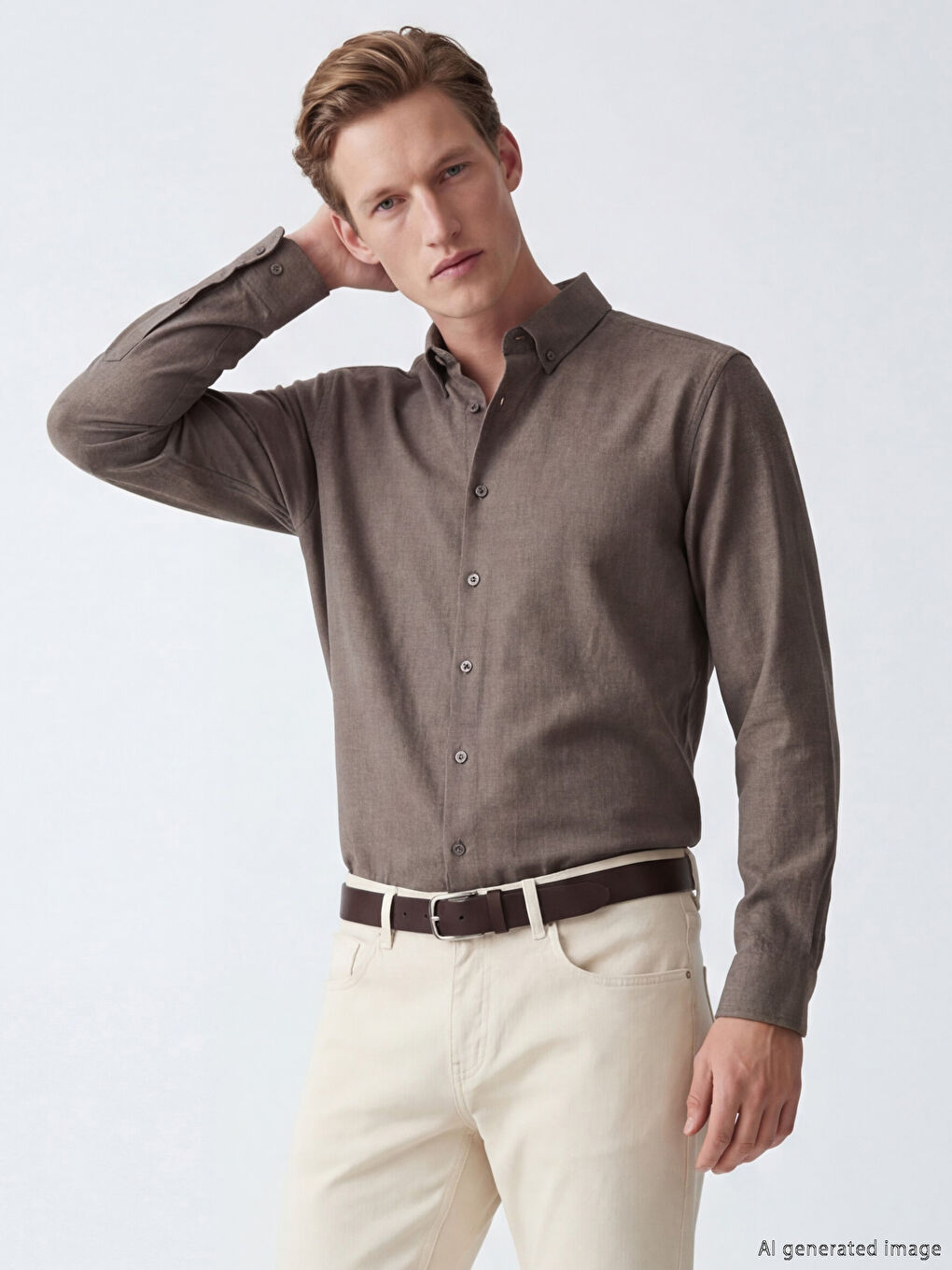 Kahverengi Regular Fit Erkek Oduncu Gömlek