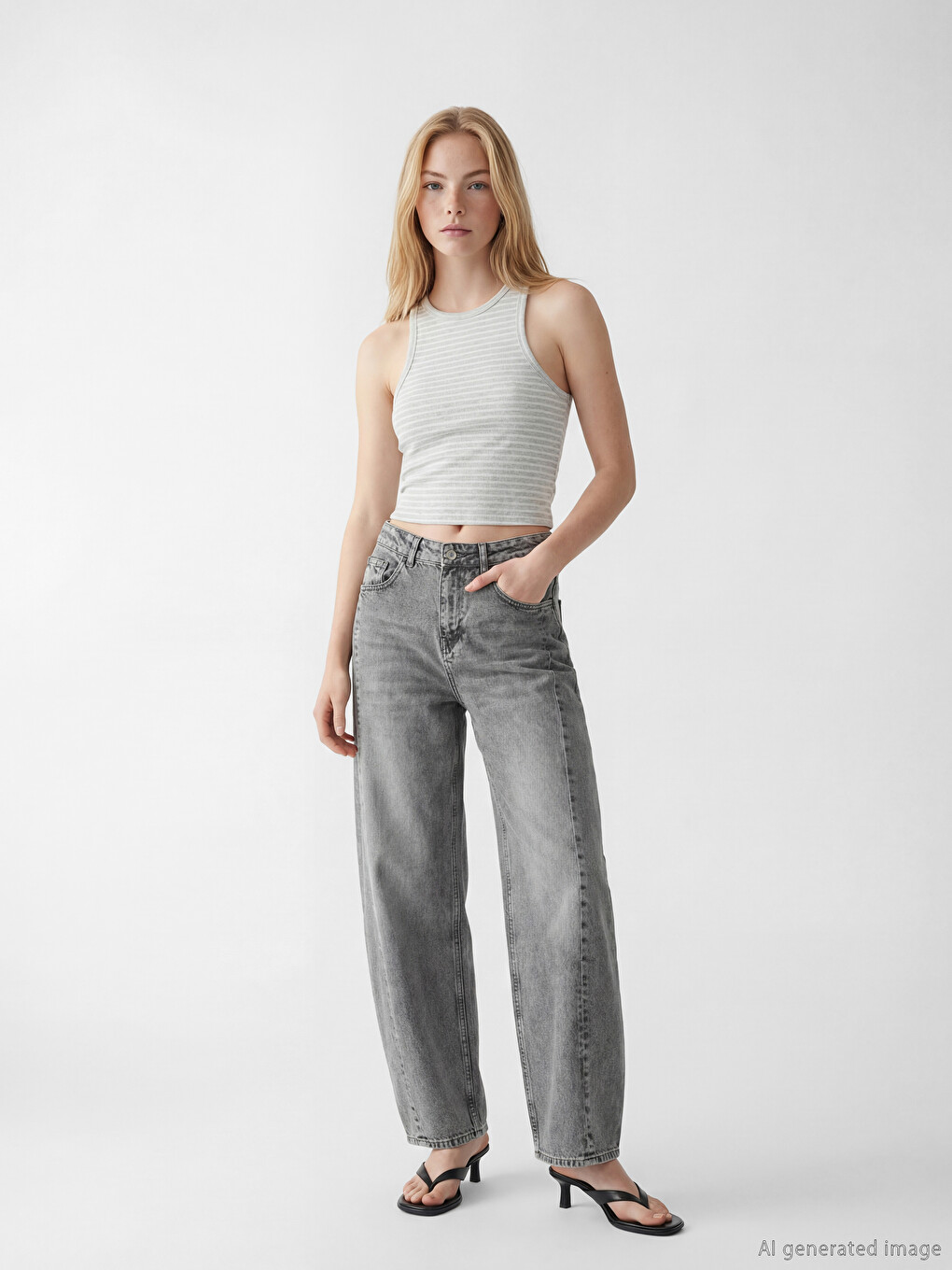 Crew Neck Striped Women's Tank Top-1