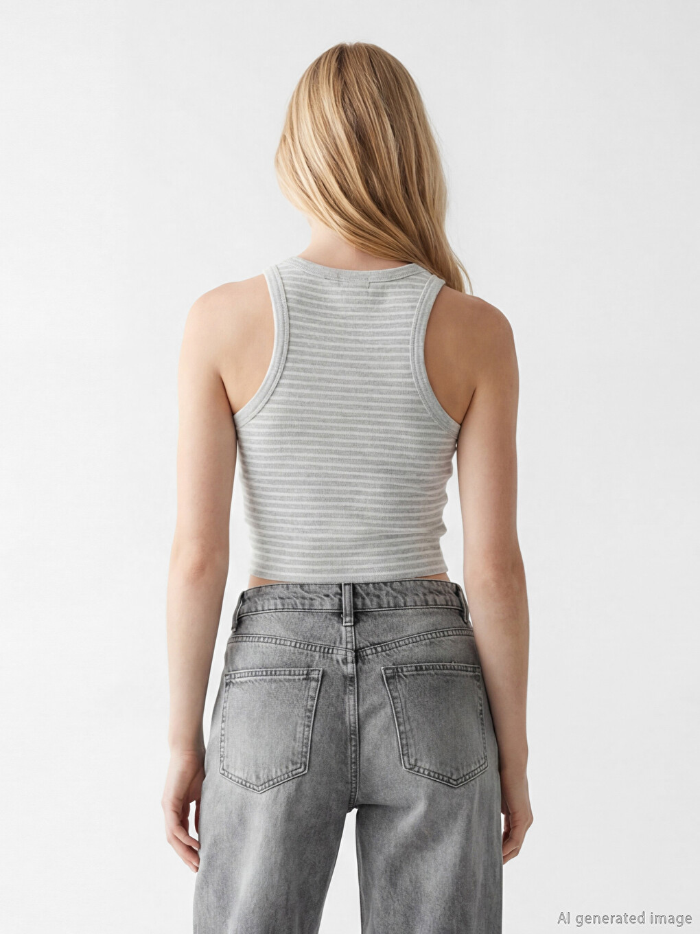 Crew Neck Striped Women's Tank Top-3