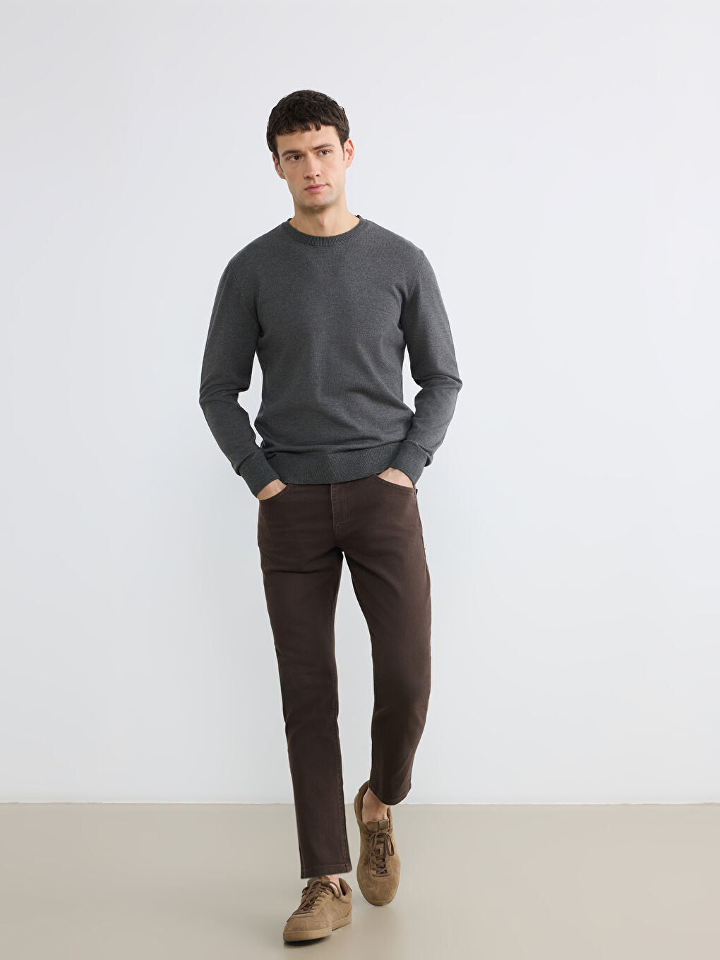 Kahverengi 750 Slim Fit Erkek Jean Pantolon