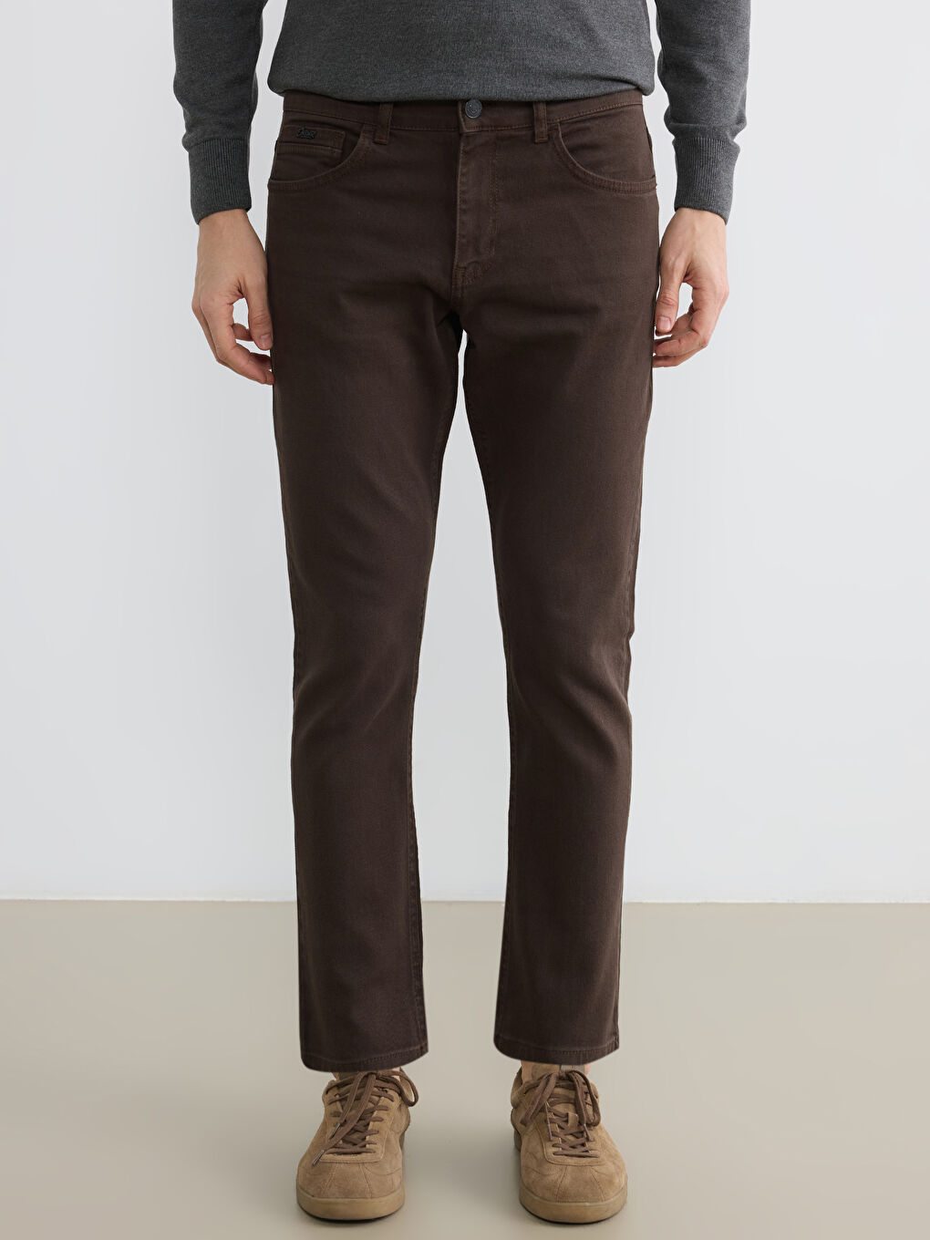 Kahverengi 750 Slim Fit Erkek Jean Pantolon-1