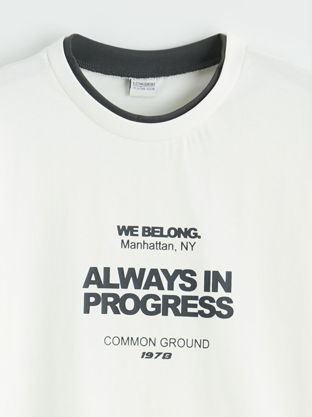 Ekru Bol Fit Manhattan Baskılı Erkek Çocuk Tişört-1