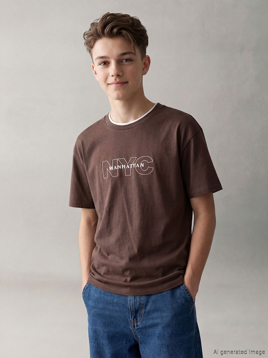 Crew Neck NYC Printed Boys' T-Shirt