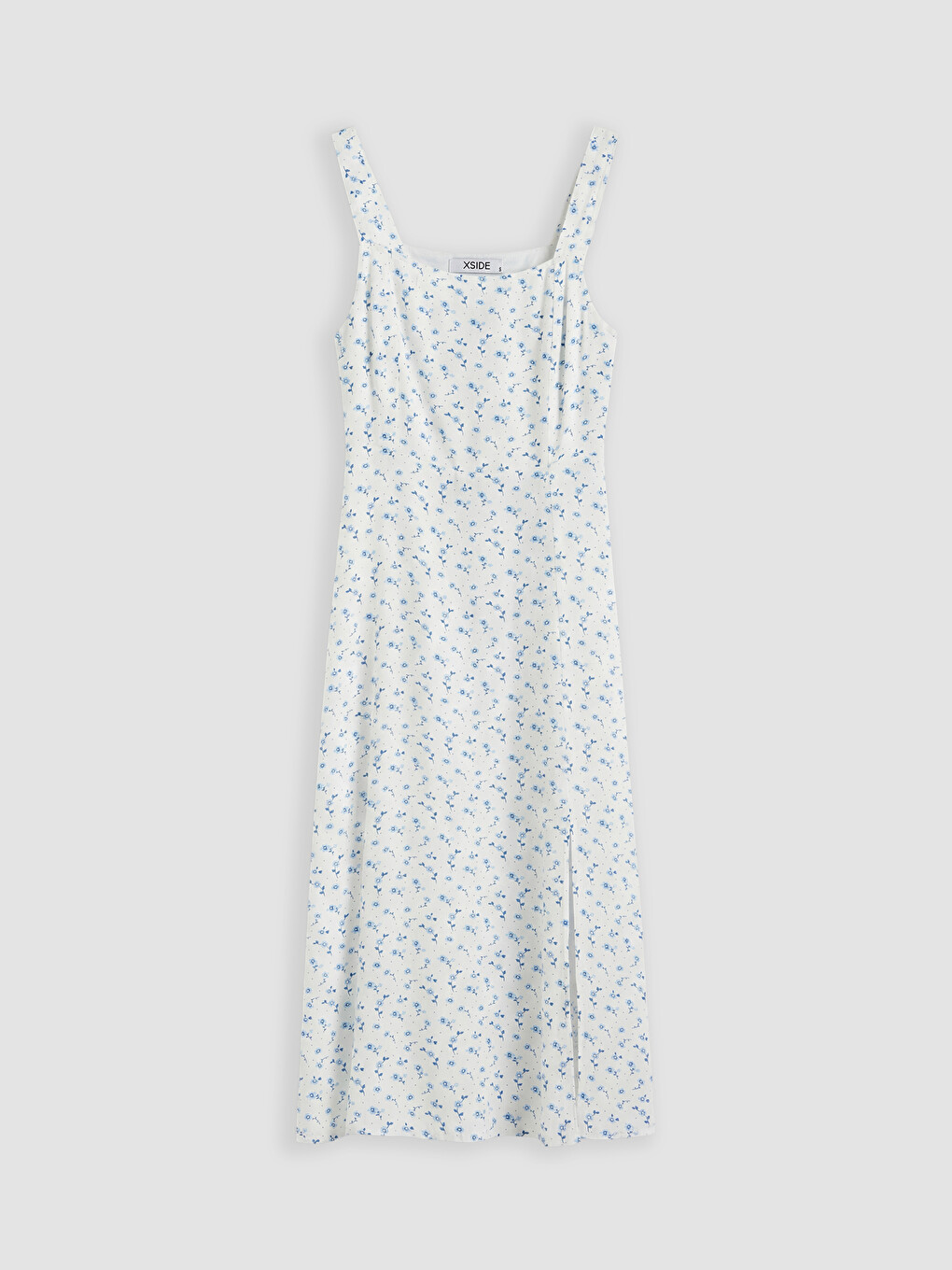 Square Neck Floral Poplin Dress-4