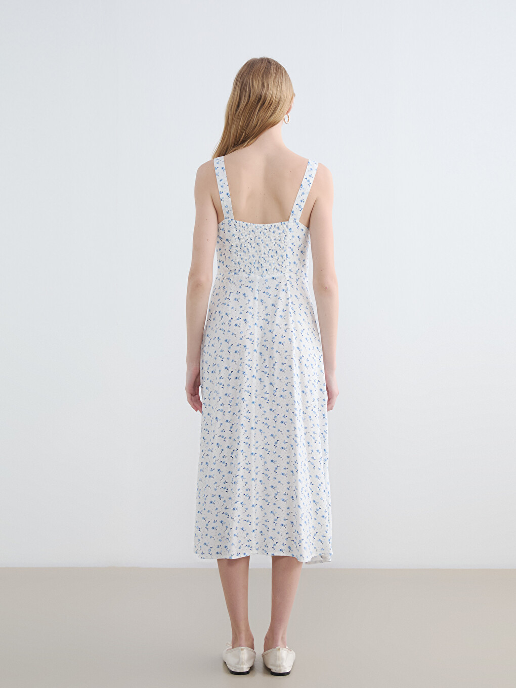 Square Neck Floral Poplin Dress-3
