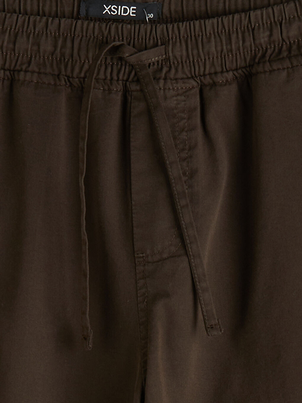 Kahverengi Rahat Kalıp Bağcıklı Gabardin Erkek Pantolon-2