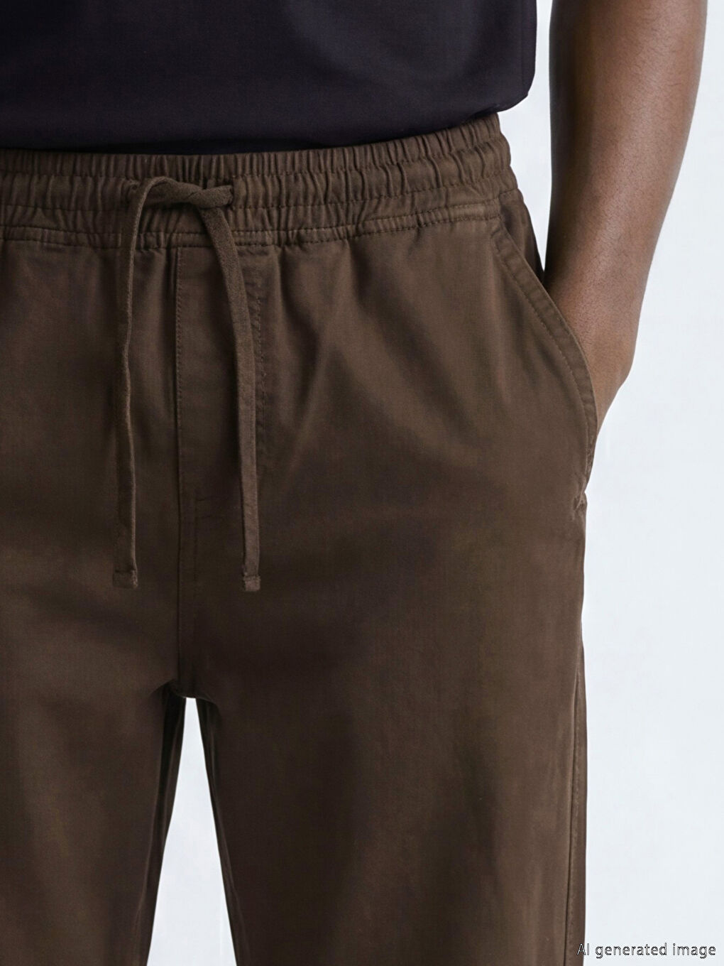 Мужские брюки свободного кроя из габардина на шнурке-2