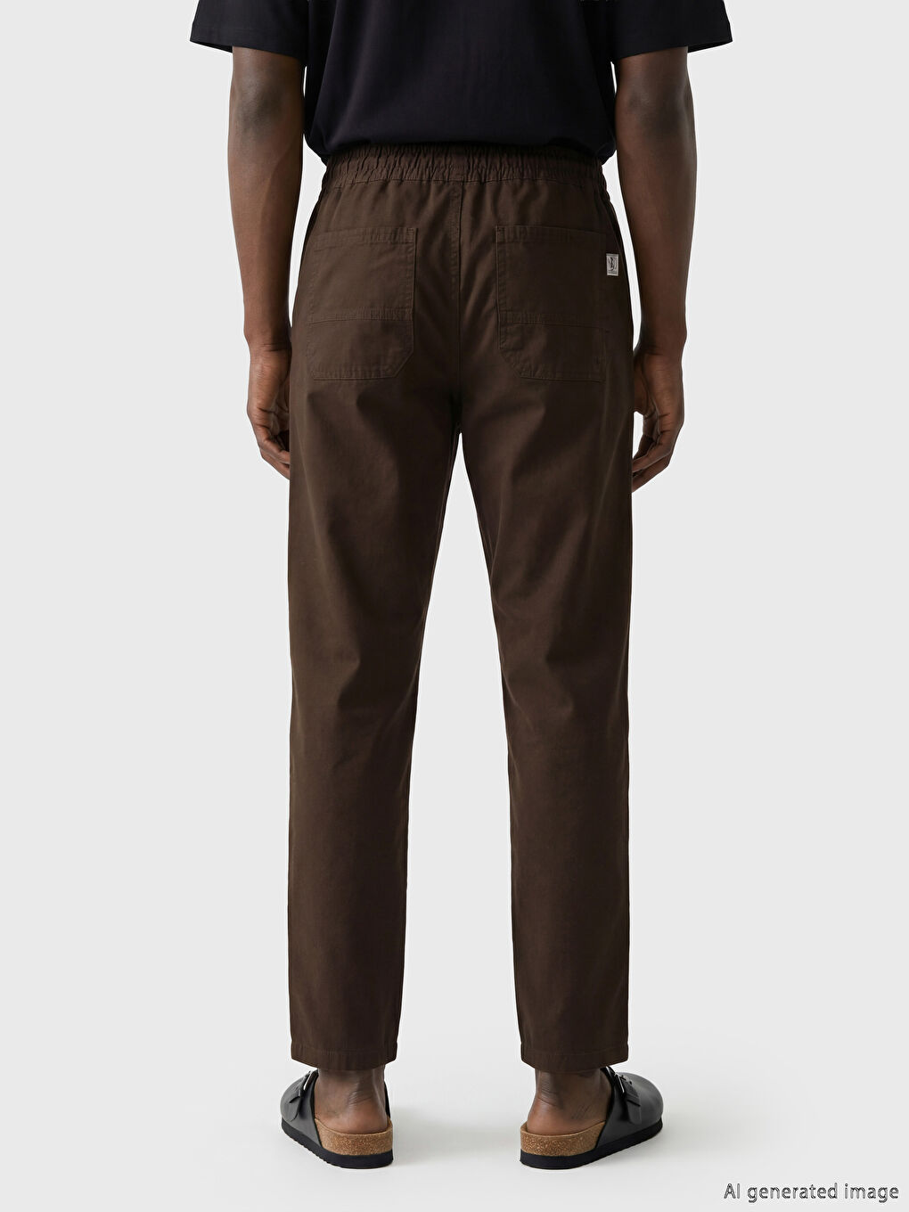 Мужские брюки свободного кроя из габардина на шнурке-3