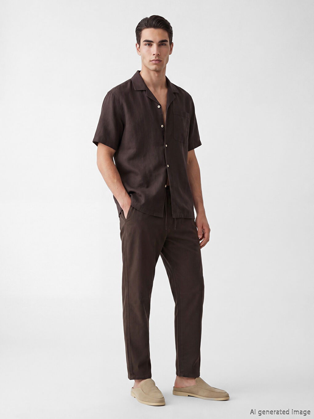 Мужские брюки свободного кроя из габардина на шнурке