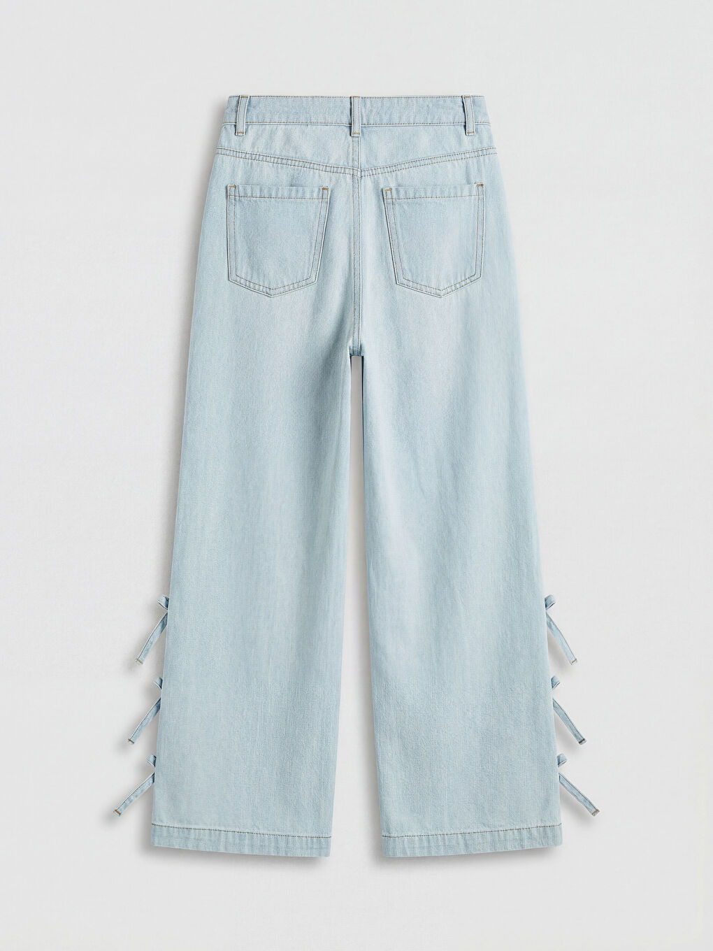 Wideleg Bow Detailed Girls' Jeans-1