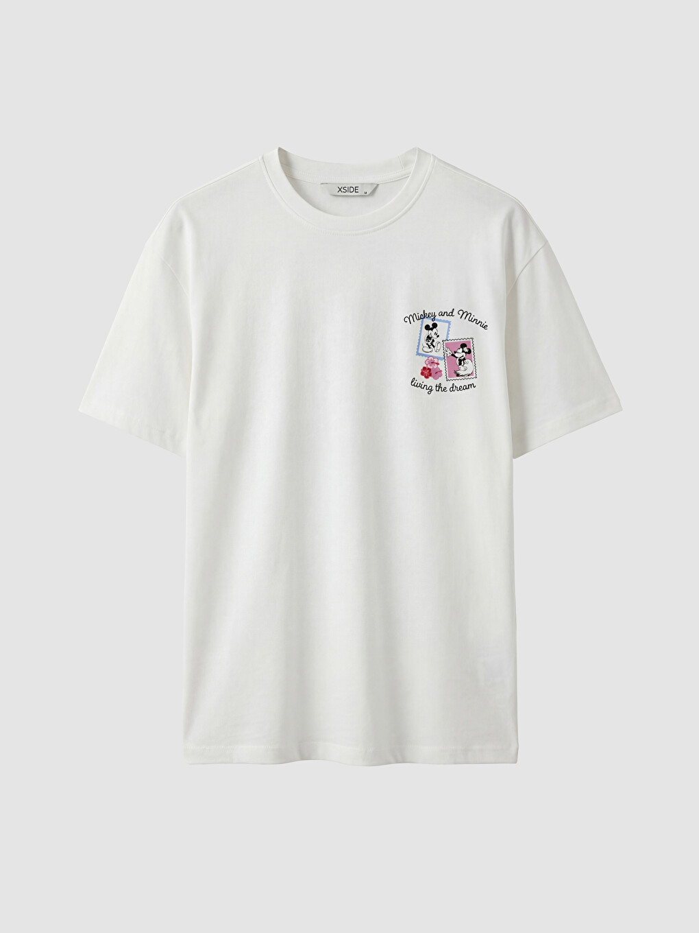 Crew Neck Mickey Mouse Printed Women's Loose Fit T-Shirt-1