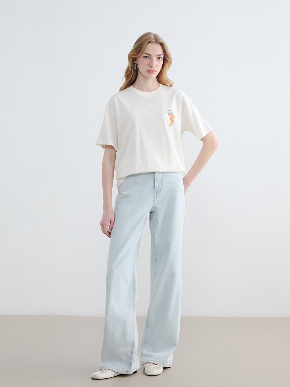 Woman Beige T-Shirt-1