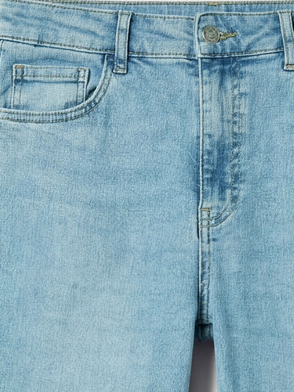 İndigo Yüksek Bel Flare Kadın Jean Pantolon-2