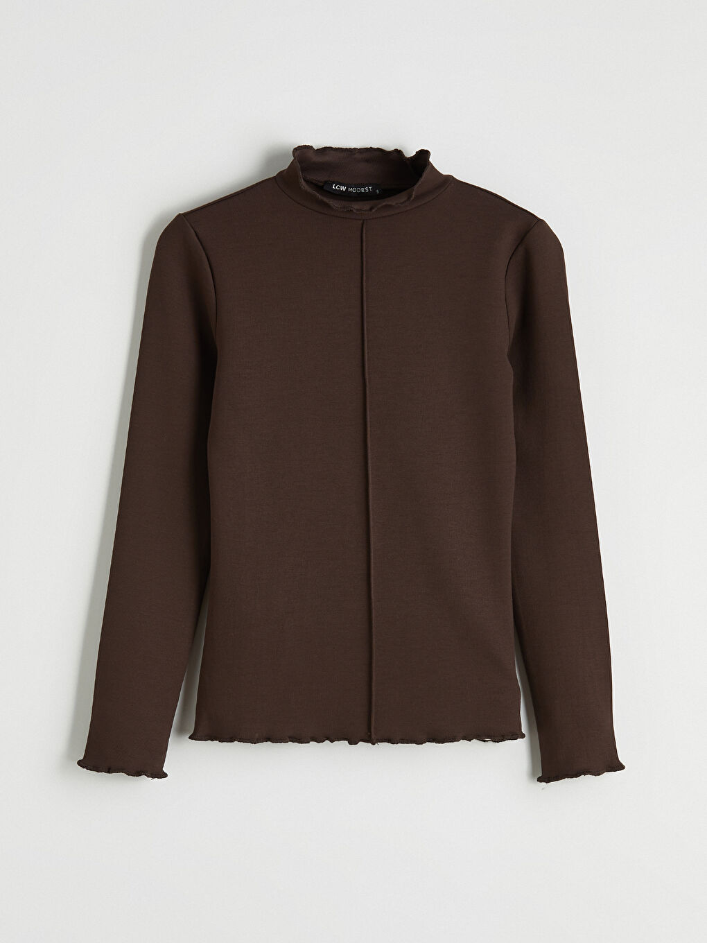 Kahverengi Dik Yaka Kadın Body