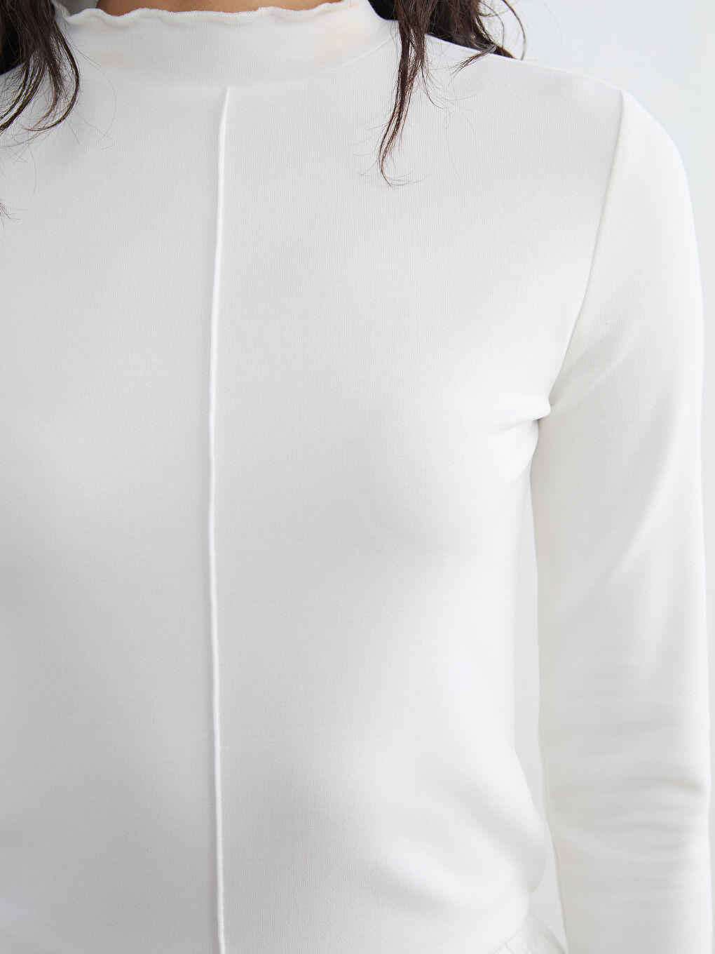 Beyaz Dik Yaka Kadın Body-2