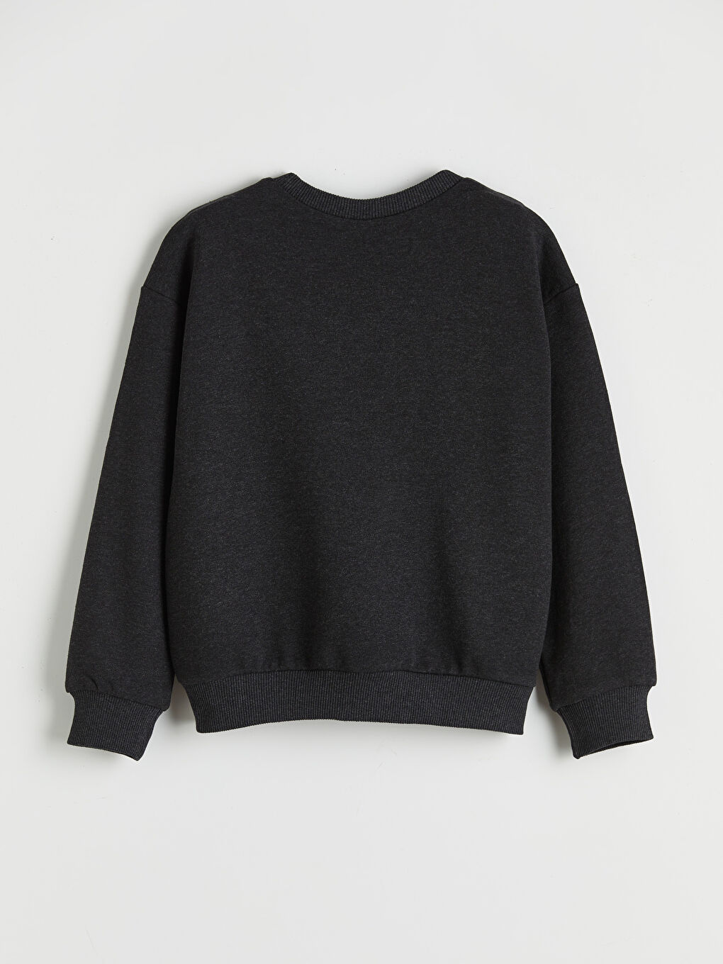 Antrasit Bisiklet Yaka Uzun Kollu Kız Çocuk Sweatshirt-1