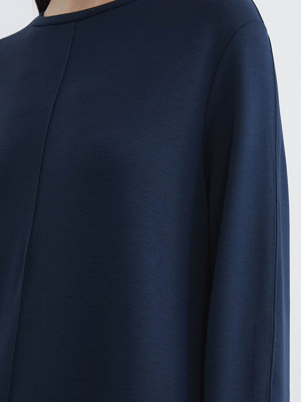 Lacivert Bisiklet Yaka A Kesim Elbise-2