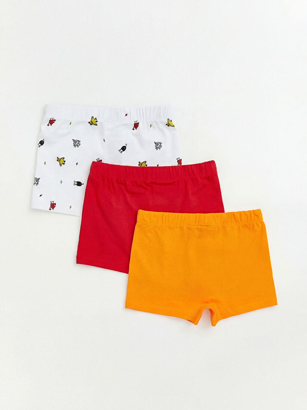 Beyaz Baskılı Erkek Çocuk Boxer 3'lü-4