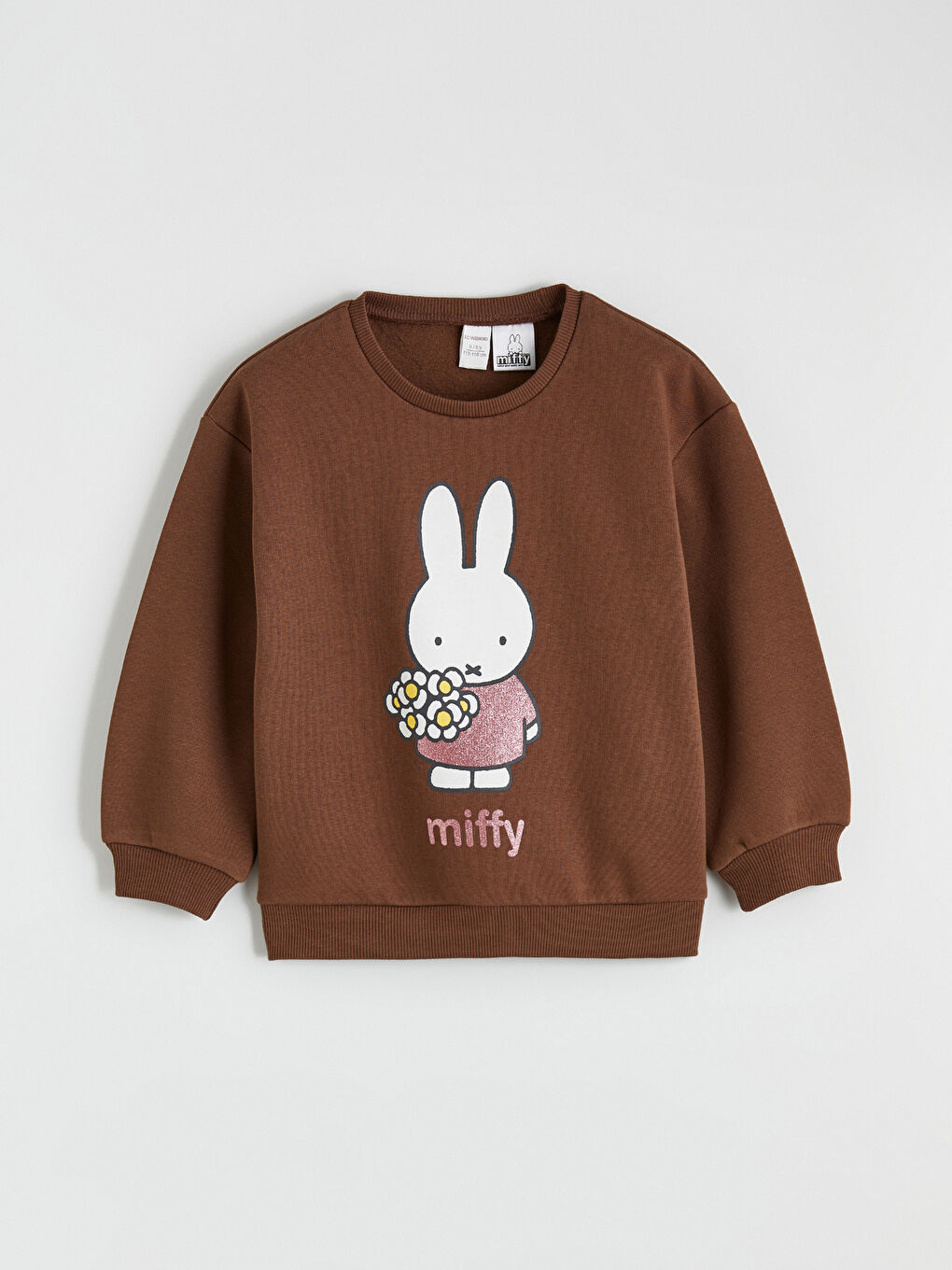 Kahverengi Miffy Baskılı Kız Çocuk Kalın Sweatshirt
