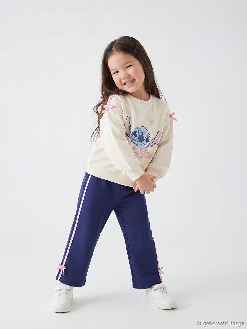 Світшот і спортивні штани для дівчат з принтом Ліло і Стіч-1