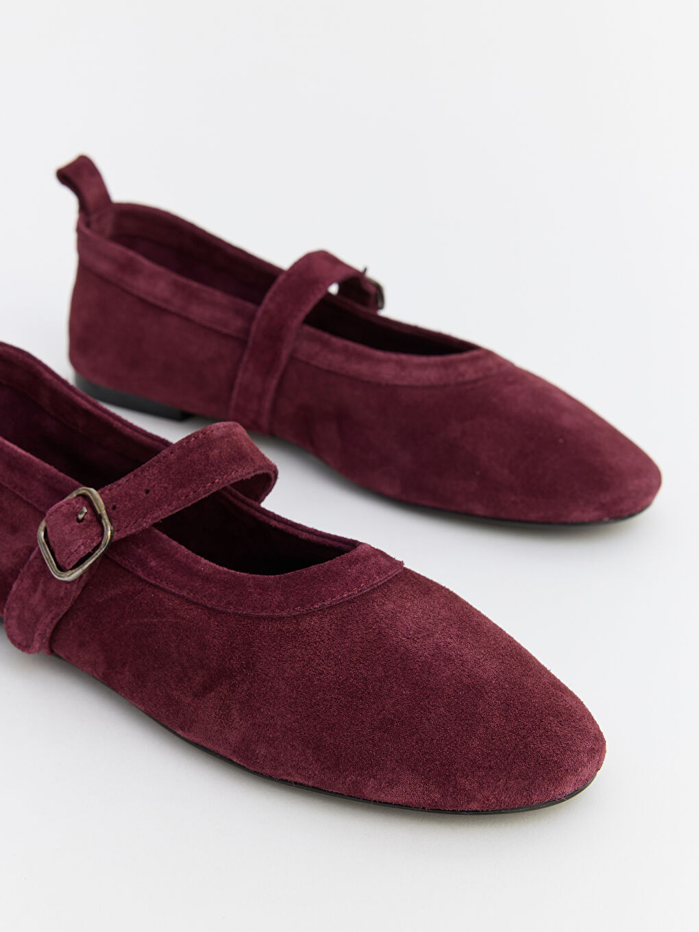 Bordo Süet Görünümlü Kadın Babet-2