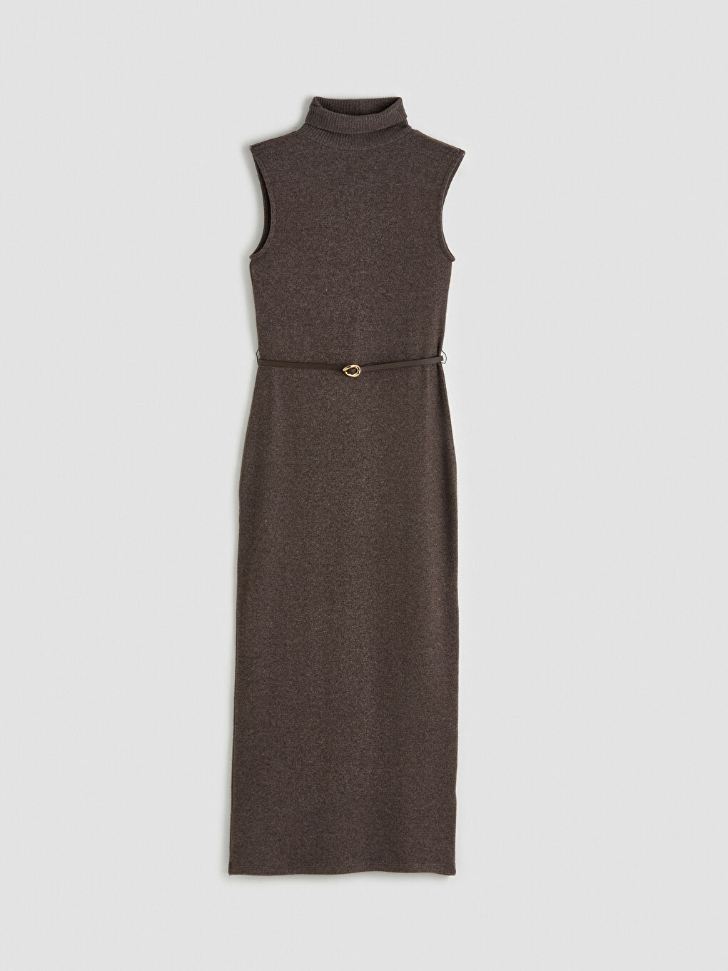 Turtleneck Belted Tricot Dress-3