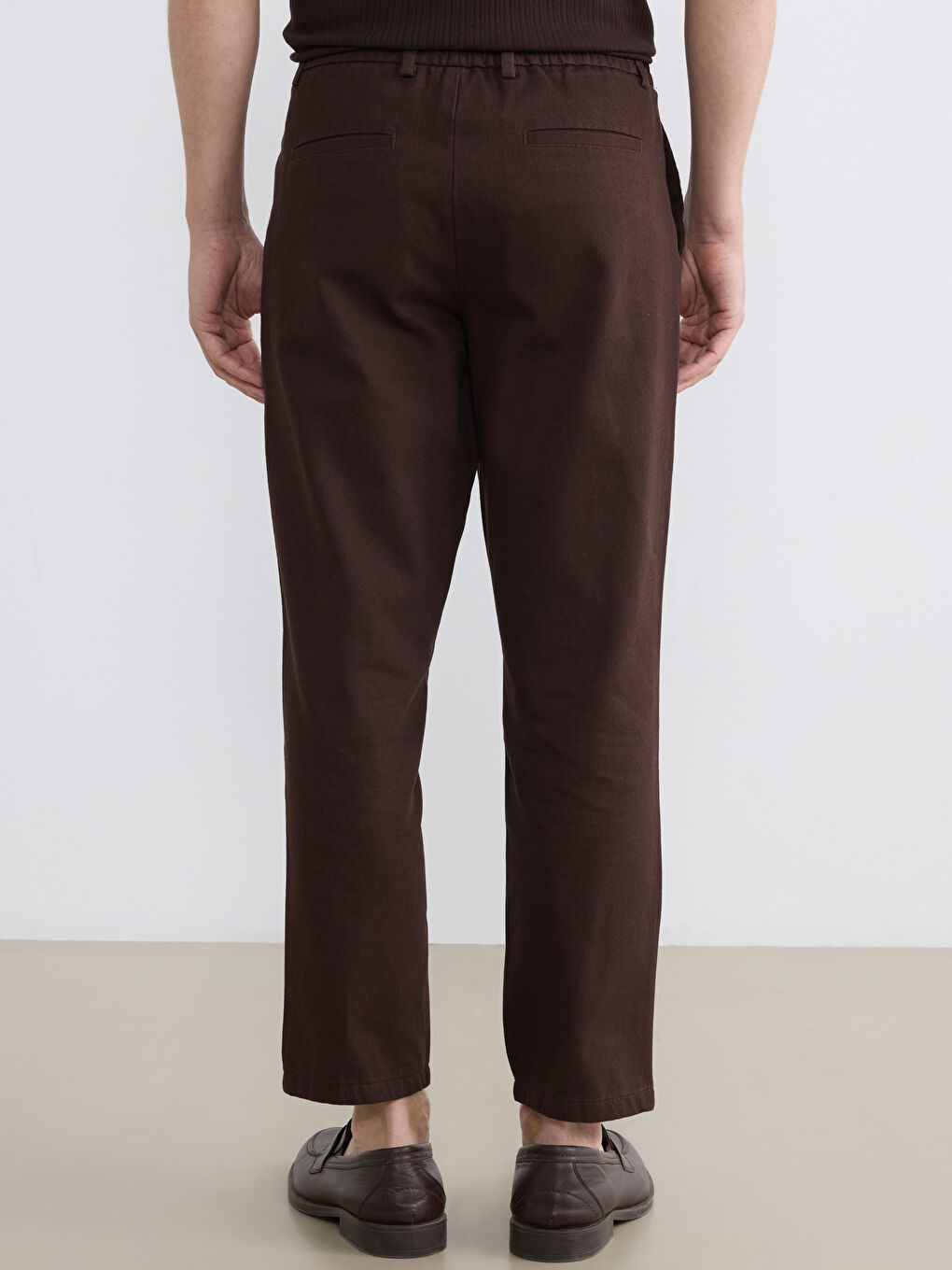 Kahverengi Standart Kalıp Erkek Gabardin Pantolon-3