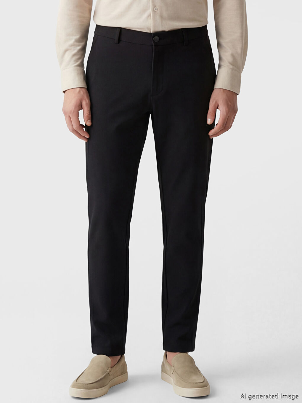 Siyah Standart Kalıp Erkek Pantolon-1