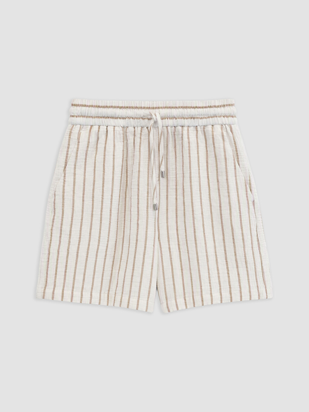 Shorts Femme Rayés À Taille Élastiquée