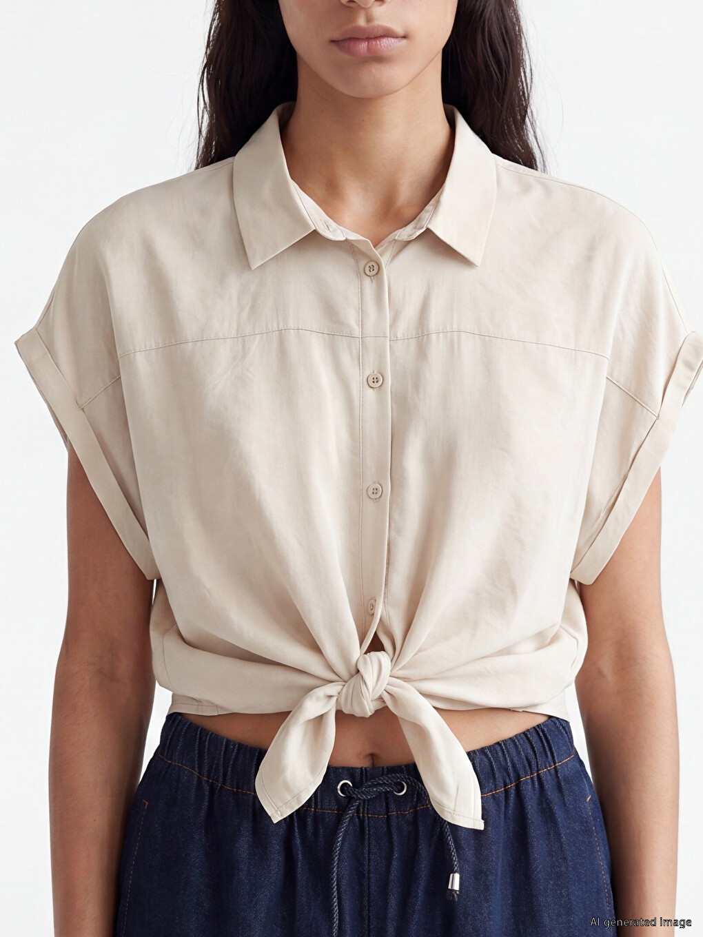 Modal Blend Asymmetric Cut Women's Shirt-2