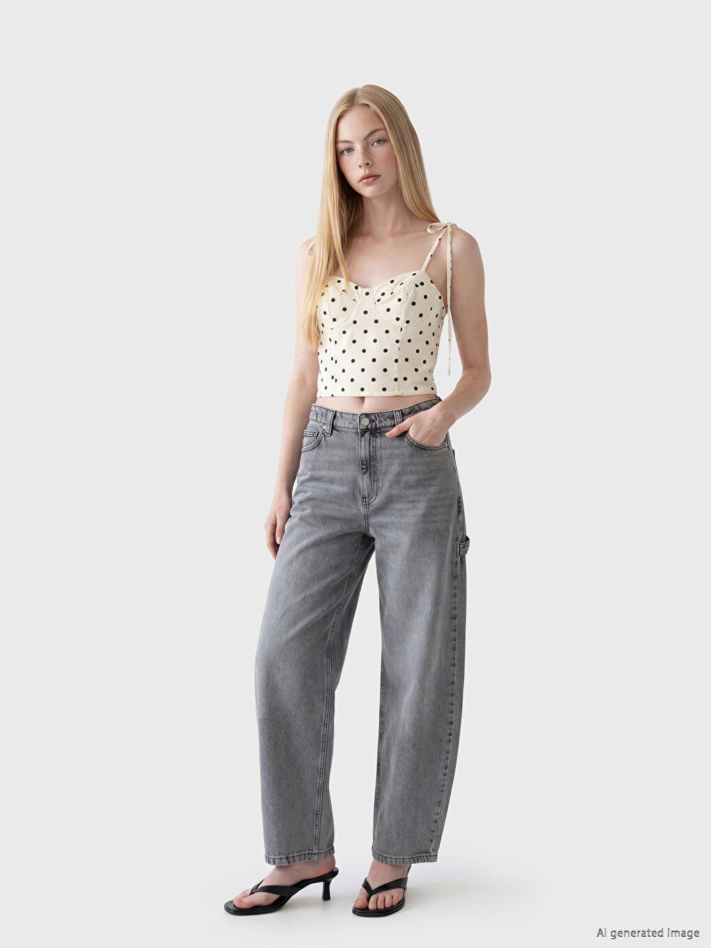 Polka Dot Strappy Crop Bustier-1