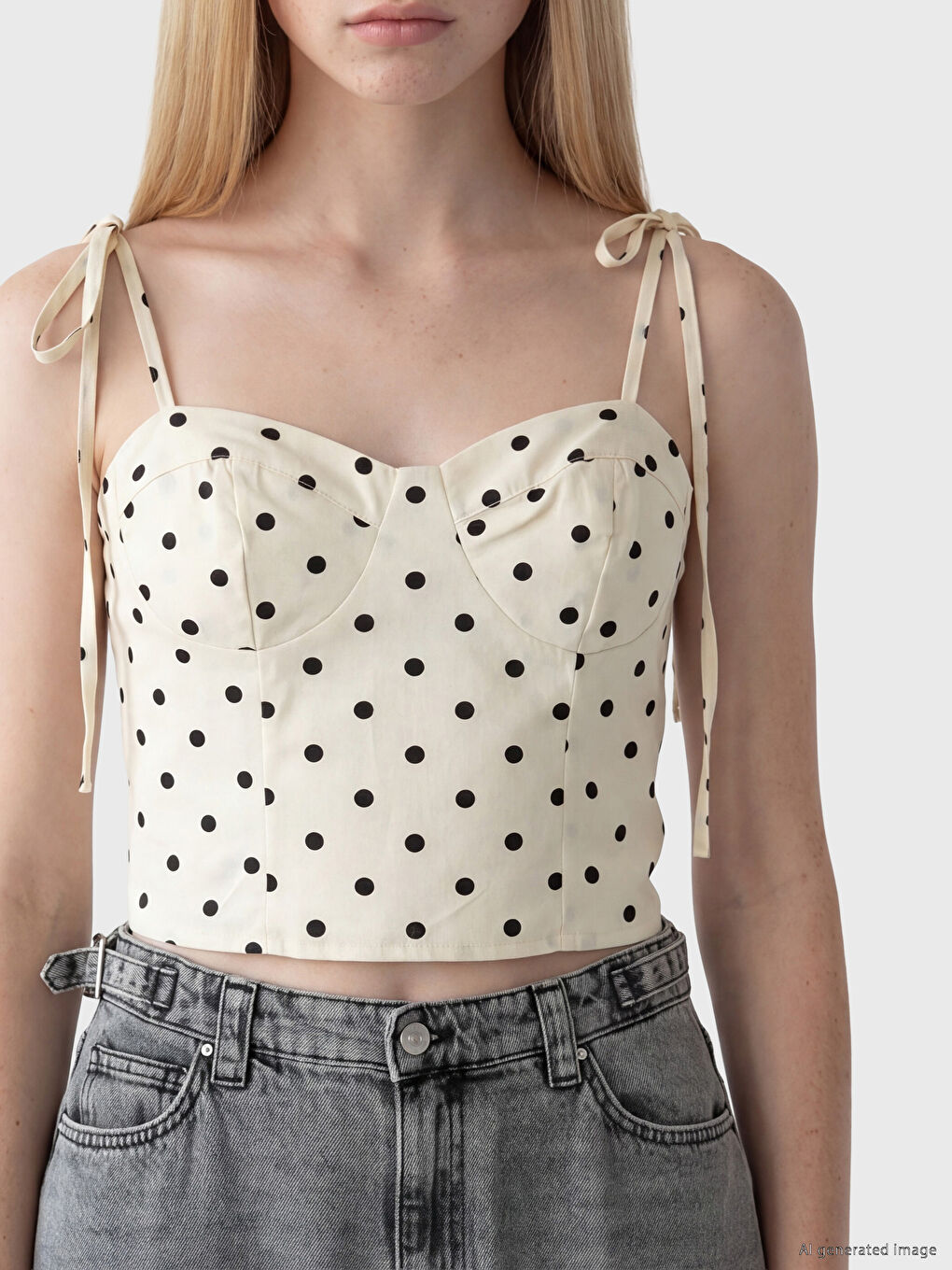 Polka Dot Strappy Crop Bustier-2
