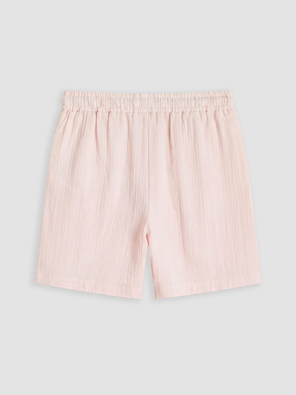 Pembe Beli Lastikli Müslin Kadın Şort-1