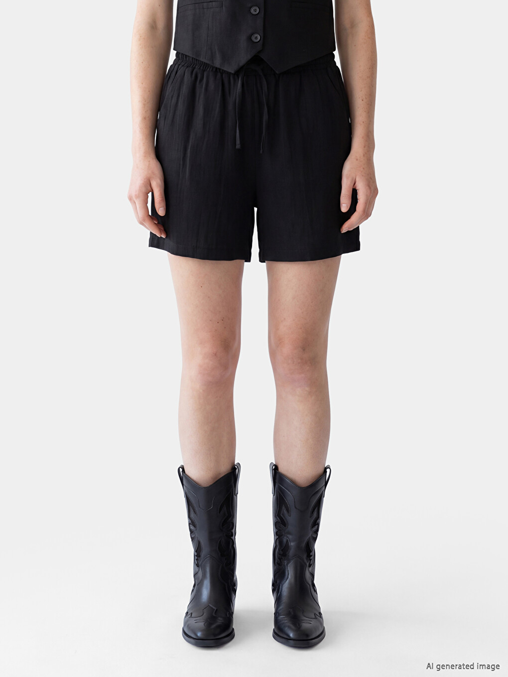 Elastic Waist Muslin Women's Shorts-1