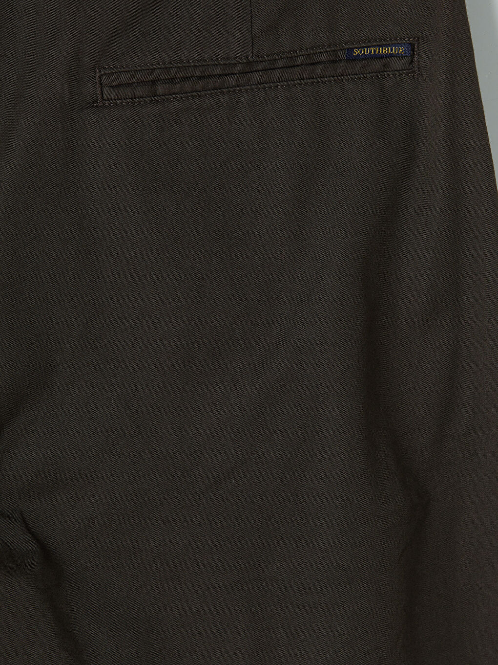 Kahverengi Standart Kalıp Gabardin Erkek Pantolon-2