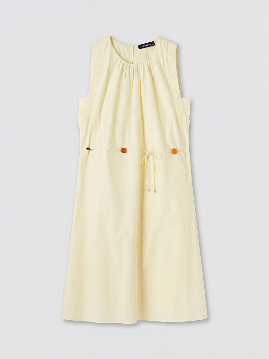 Drawstring Waist A-Line Poplin Dress-4