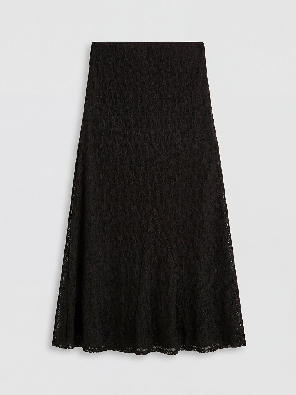 Kahverengi Beli Lastikli Dantelli Kloş Etek