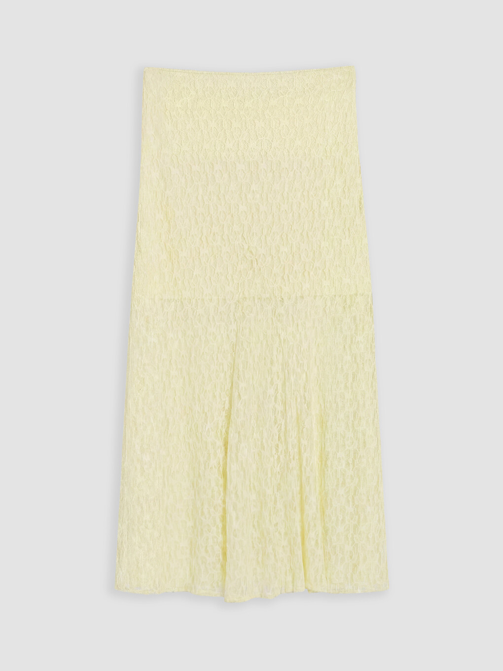 Sarı Beli Lastikli Dantelli Kloş Etek-6
