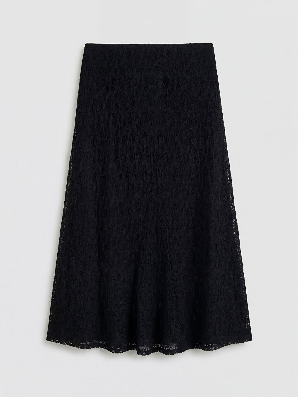 Siyah Beli Lastikli Dantelli Kloş Etek