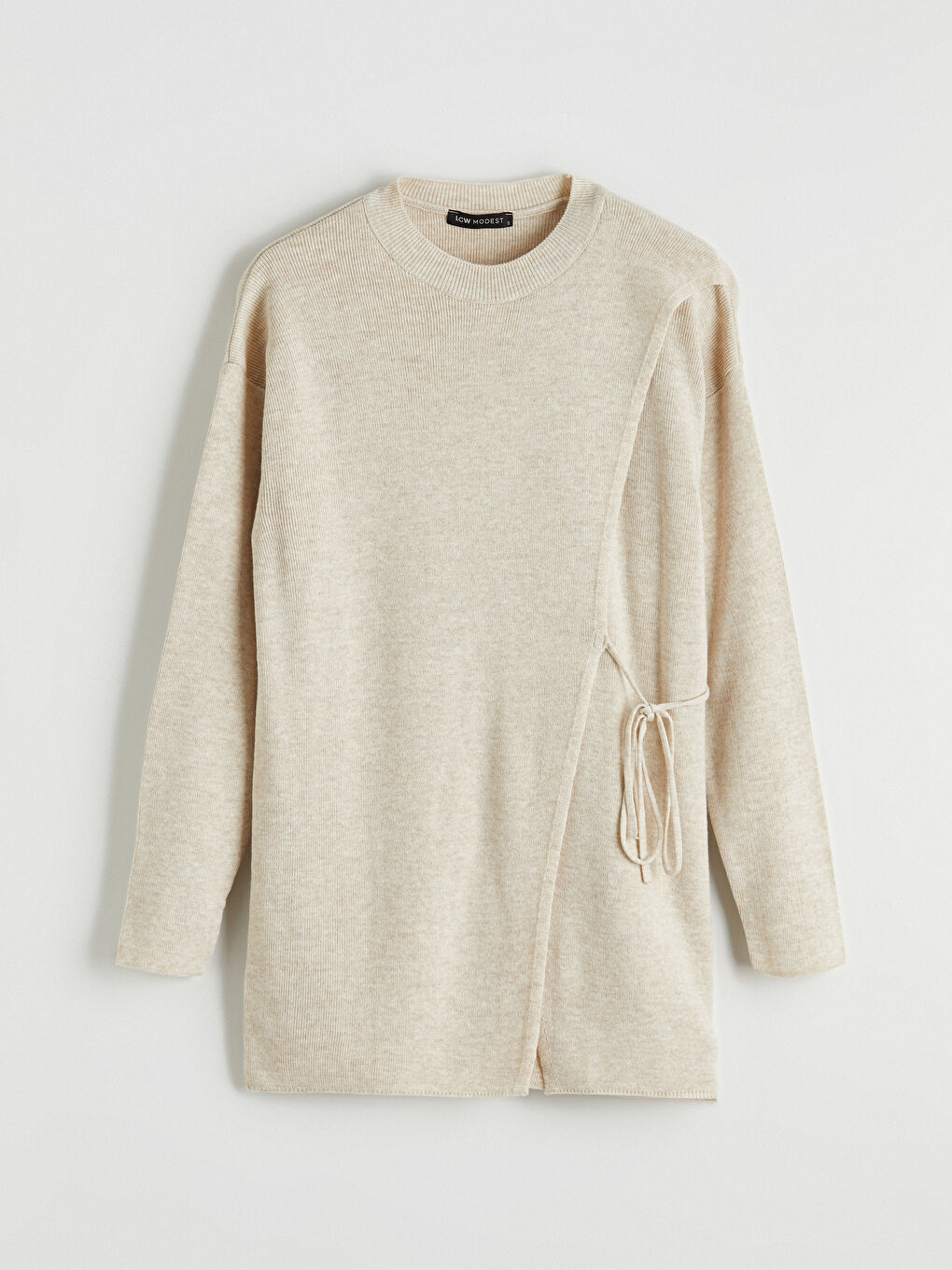 Bej Bisiklet Yaka Kadın Triko Tunik