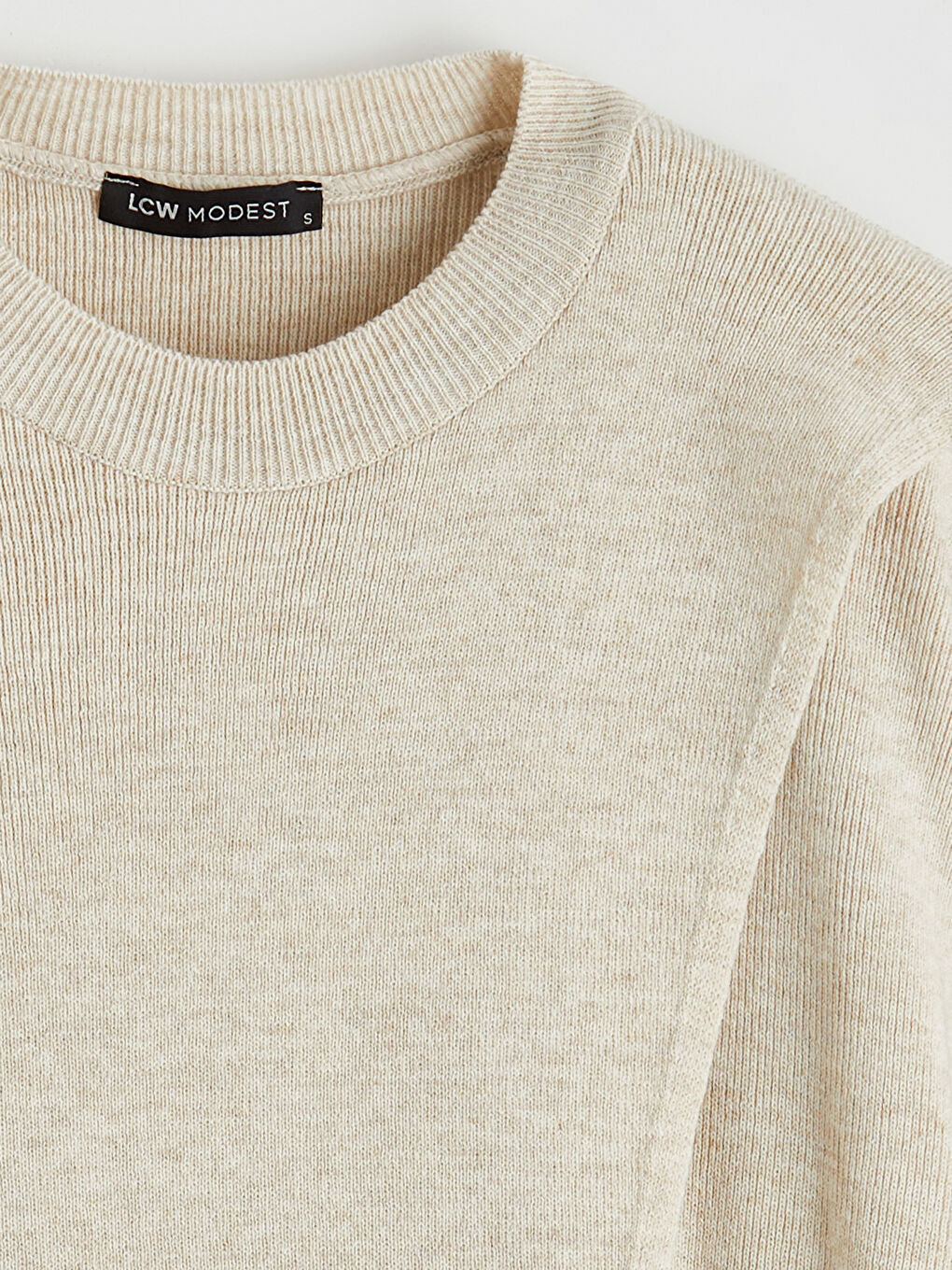 Bej Bisiklet Yaka Kadın Triko Tunik-1