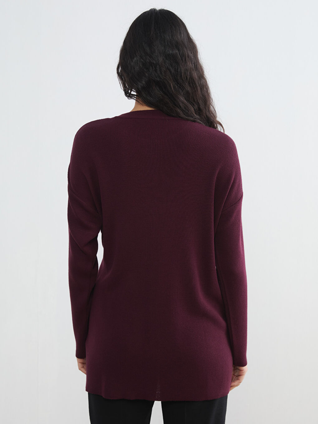 Bordo Bisiklet Yaka Kadın Triko Tunik-3