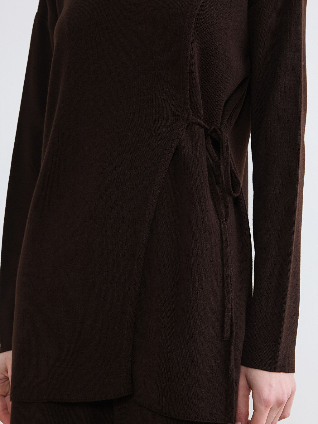 Kahverengi Bisiklet Yaka Kadın Triko Tunik-5