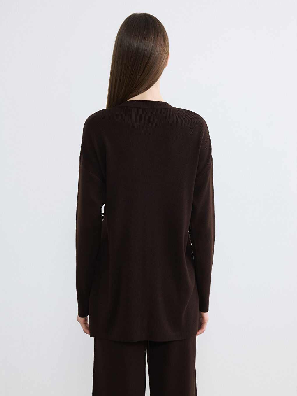 Kahverengi Bisiklet Yaka Kadın Triko Tunik-7
