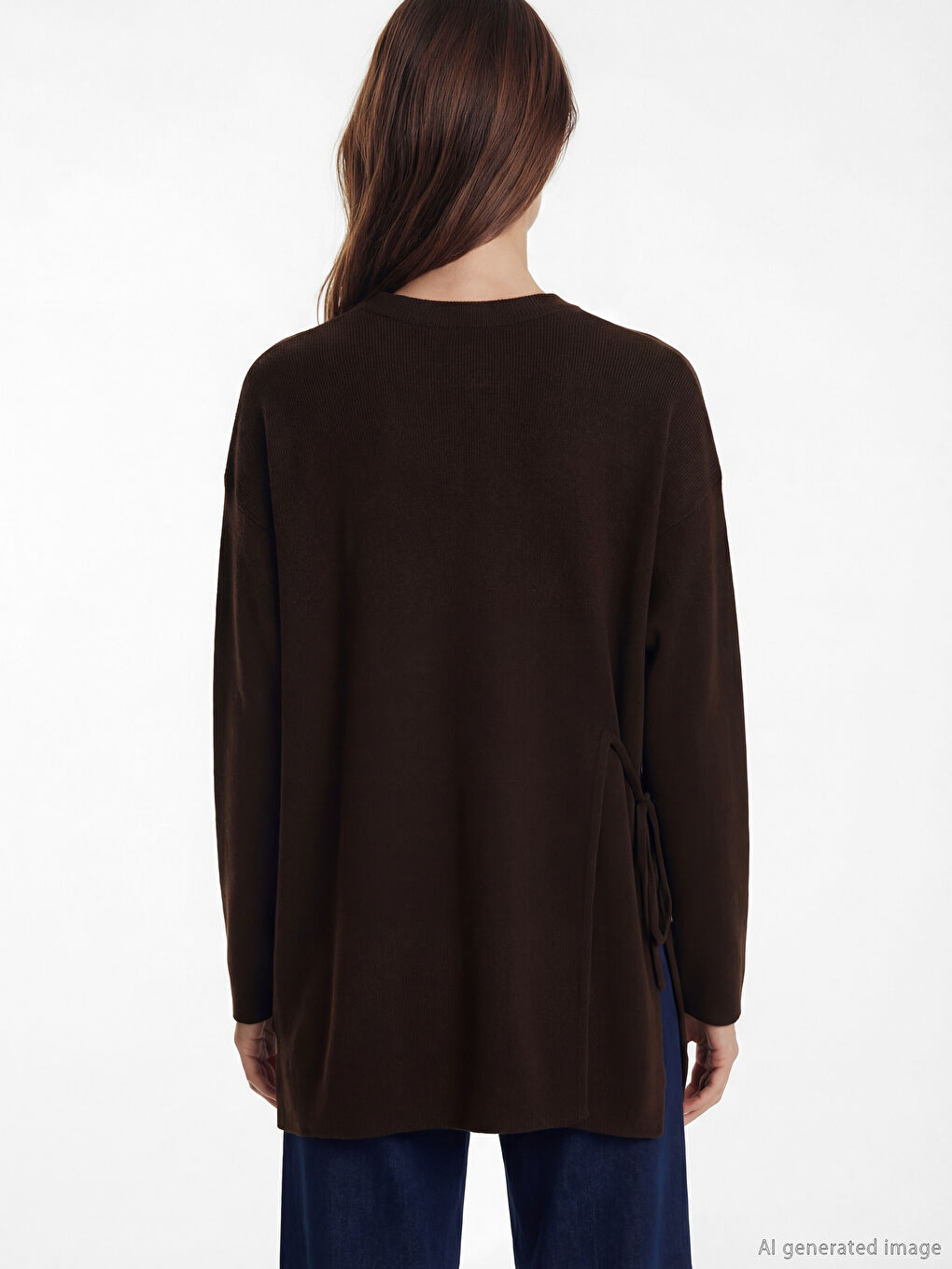 Kahverengi Bisiklet Yaka Kadın Triko Tunik-6